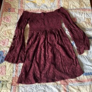 Xhilaration Burgundy Lace Dress